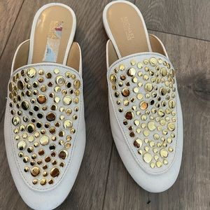 MKBeige flats mules barely worn